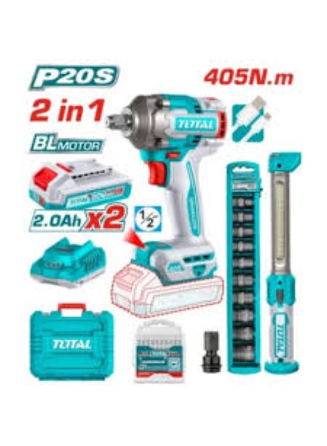 TOTAL 405Nm Impact Wrench (Pneumatic Style) with Bit Set - Image 2